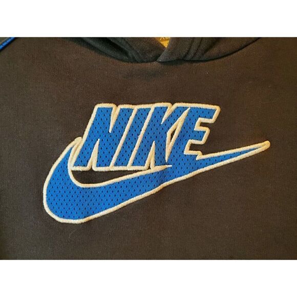 Vintage Nike Hoodie Hooded Sweatshirt Pullover Swoosh Logo Mens Youth XL Black - Picture 6 of 12